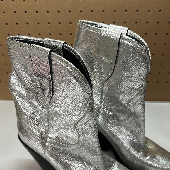 Isabel Marant Leyane Silver Metallic Boots Womens Size 38 Cowgirl Western - Picture 12 of 13